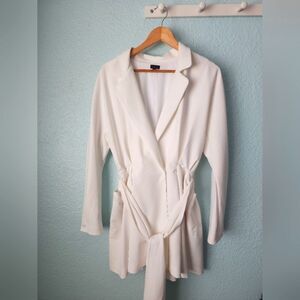 NBD White Blazer with Shawl Collar and Tie Waist